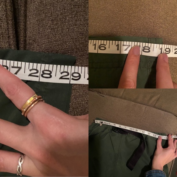 Men’s unisex Gap Y2k green nylon stripe track pants wide leg adjustable belt - Picture 15 of 16